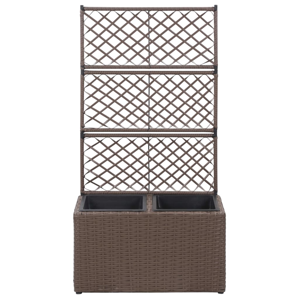 VidaXL Latwerkplantenbak raised with pots 58x30x107 cm Rattan brown