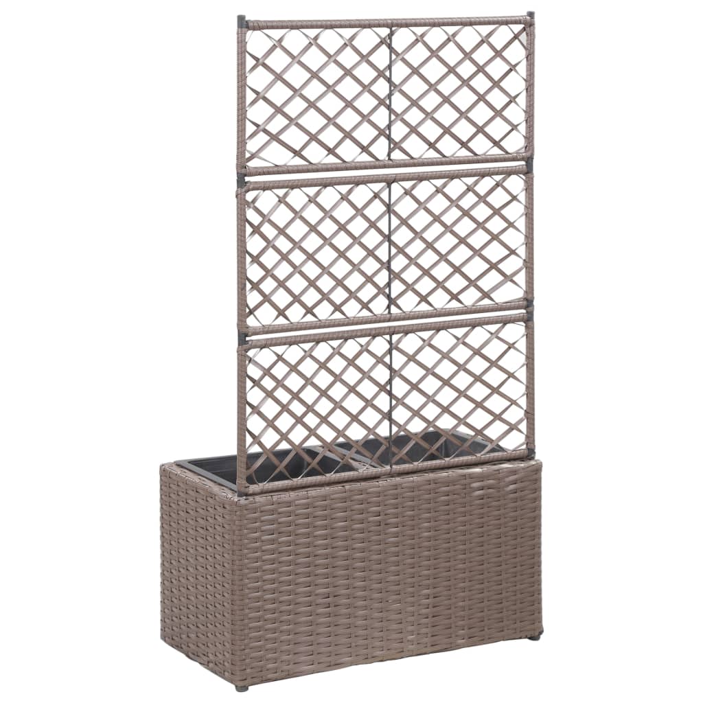 Vidaxl Latwerkplantenbak hevet med potter 58x30x107 cm Rattan Brown