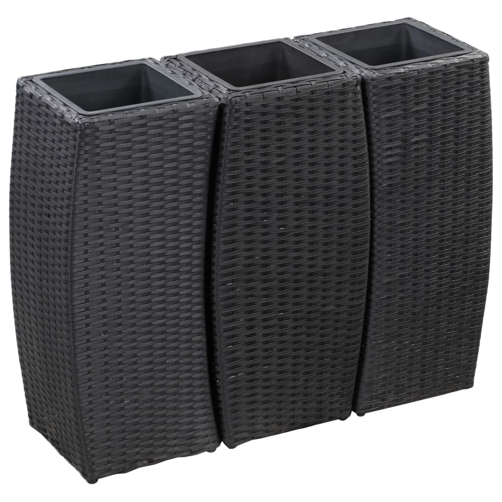 Le fioriere Vidaxl hanno allevato 3 St Poly Rattan Black