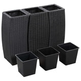 Vidaxl Planilniki so vzgajali 3 St Poly Rattan Black