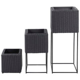 Plantadores Vidaxl criados en 3 st Poly Rattan Black