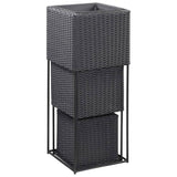 Vidaxl Planters oppdratt 3 st Poly Rattan Black