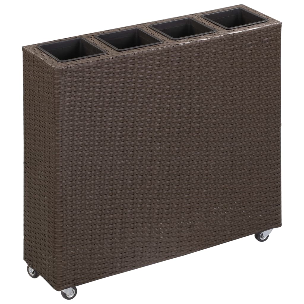 Planteur vidaxl élevé par 4 pots 80x22x79 cm en brun en rotin