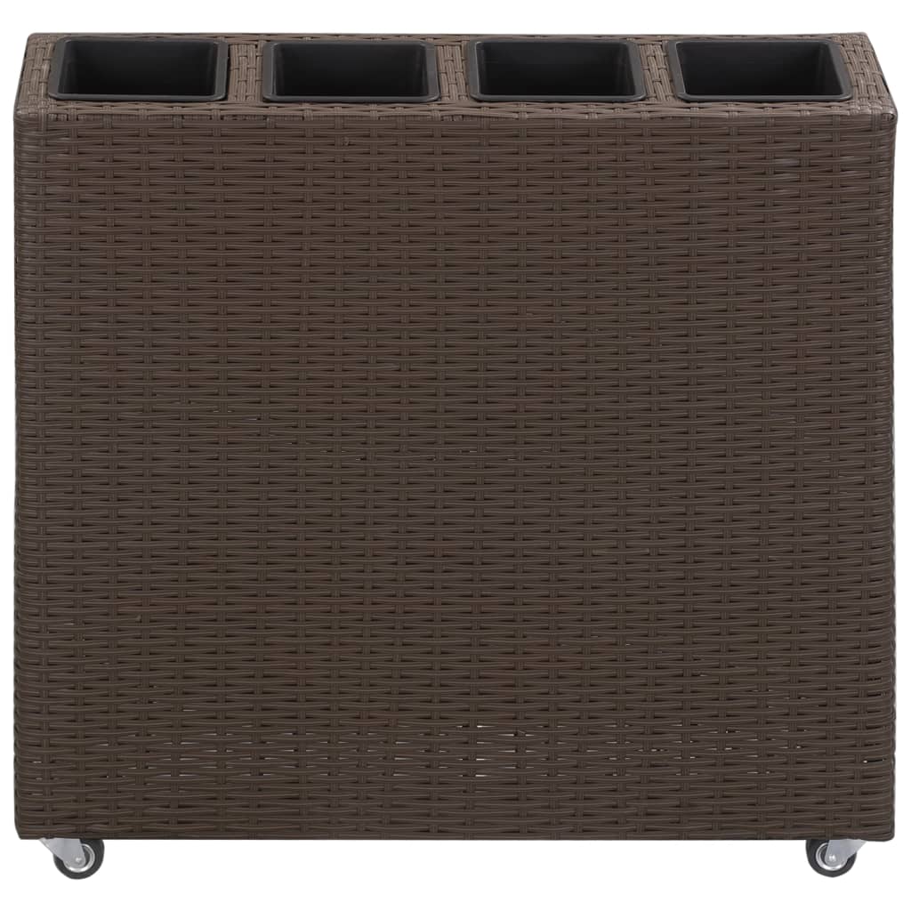 VidaXL Plantenbak verhoogd met 4 potten 80x22x79 cm poly rattan bruin