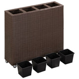 Planteur vidaxl élevé par 4 pots 80x22x79 cm en brun en rotin