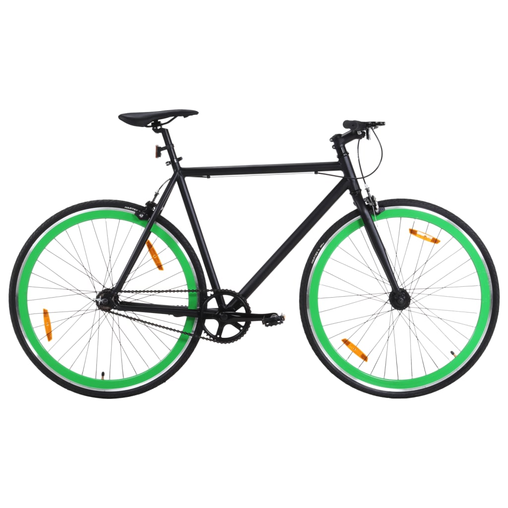 Bicicleta Vidaxl con engranaje fijo 700 C 55 cm negro y verde