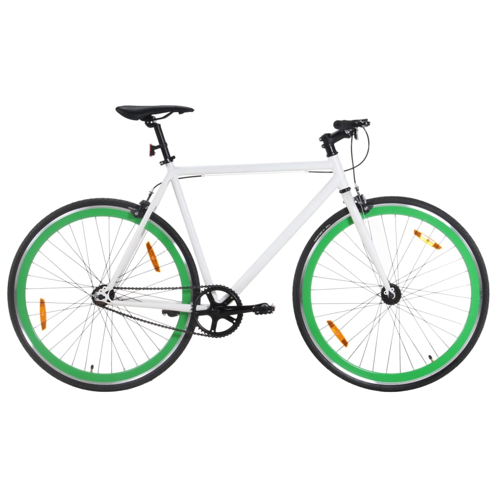 Vidaxl Bicycle avec un engrenage fixe 700 C 59 cm blanc et vert