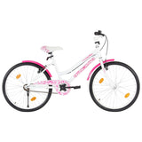 Bidaxl barncykel 24 tum rosa och vit