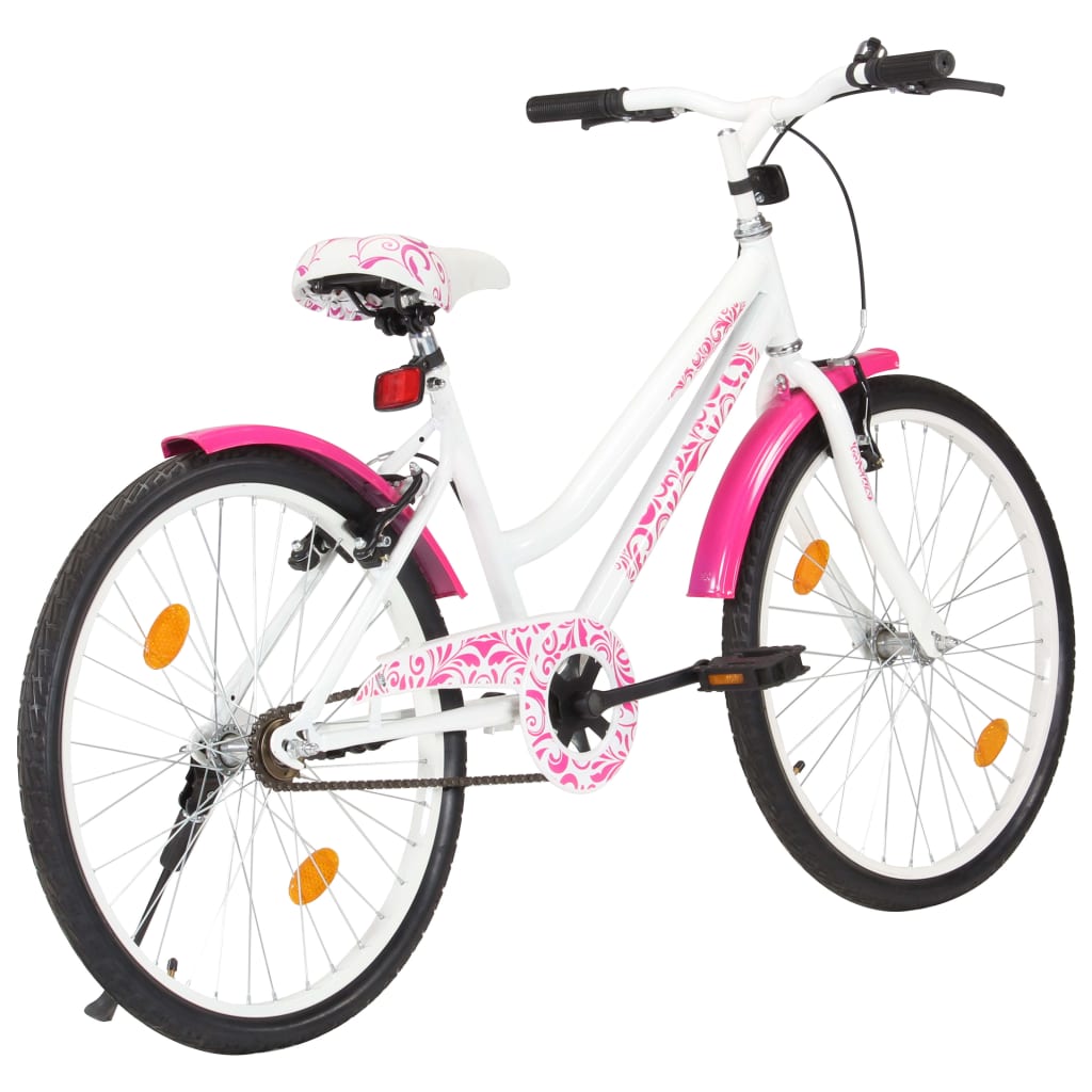 Bidaxl barncykel 24 tum rosa och vit