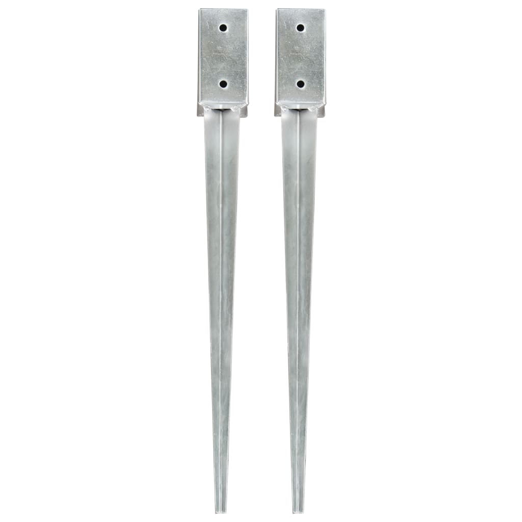 Vidaxl ground pins 2 pcs 7x7x75 cm galvanized steel silver colored