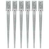 Pinses de sol vidaxl 6 pcs 7x7x75 cm en acier galvanisé en argent couleur