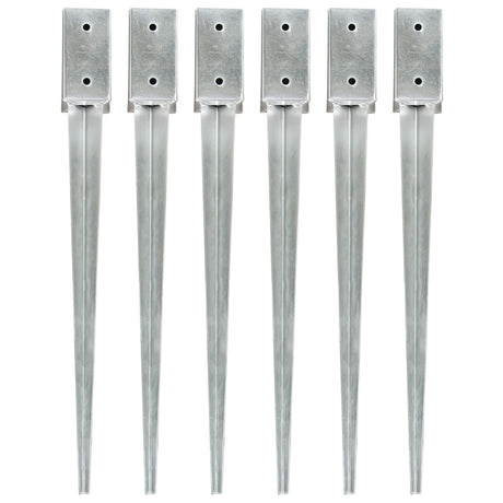 Pinses de sol vidaxl 6 pcs 7x7x75 cm en acier galvanisé en argent couleur