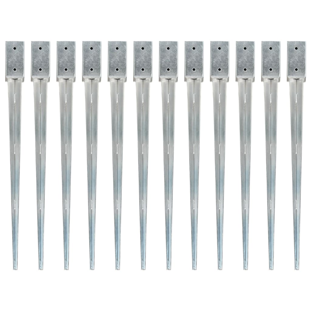 Vidaxl Ground pins 12 pcs 7x7x90 cm galvanized steel silver colored