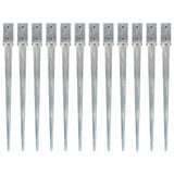 Vidaxl Ground pins 12 pcs 7x7x90 cm galvanized steel silver colored