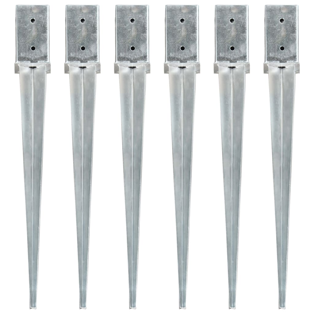 Vidaxx piquets de sol 6 pcs 8x8x76 cm acier galvanisé couleur argent