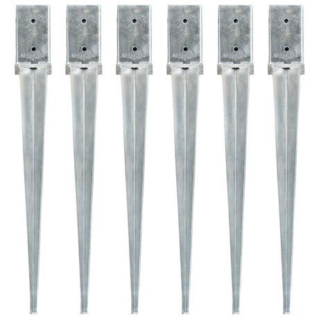 Vidaxx piquets de sol 6 pcs 8x8x76 cm acier galvanisé couleur argent