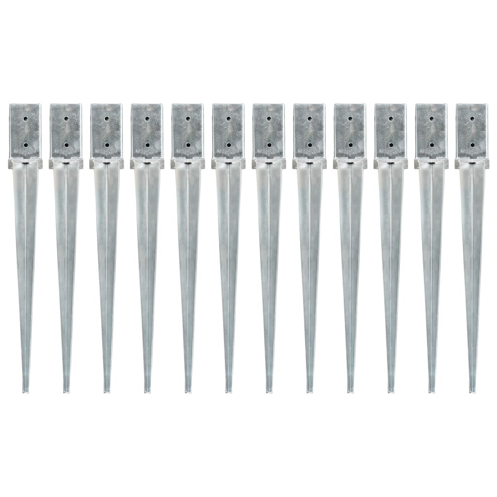 Vidaxx piquets de sol 12 pcs 8x8x76 cm acier galvanisé couleur argent