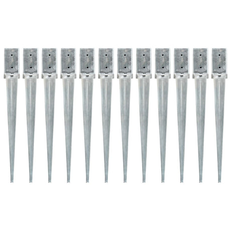 Vidaxx piquets de sol 12 pcs 8x8x76 cm acier galvanisé couleur argent