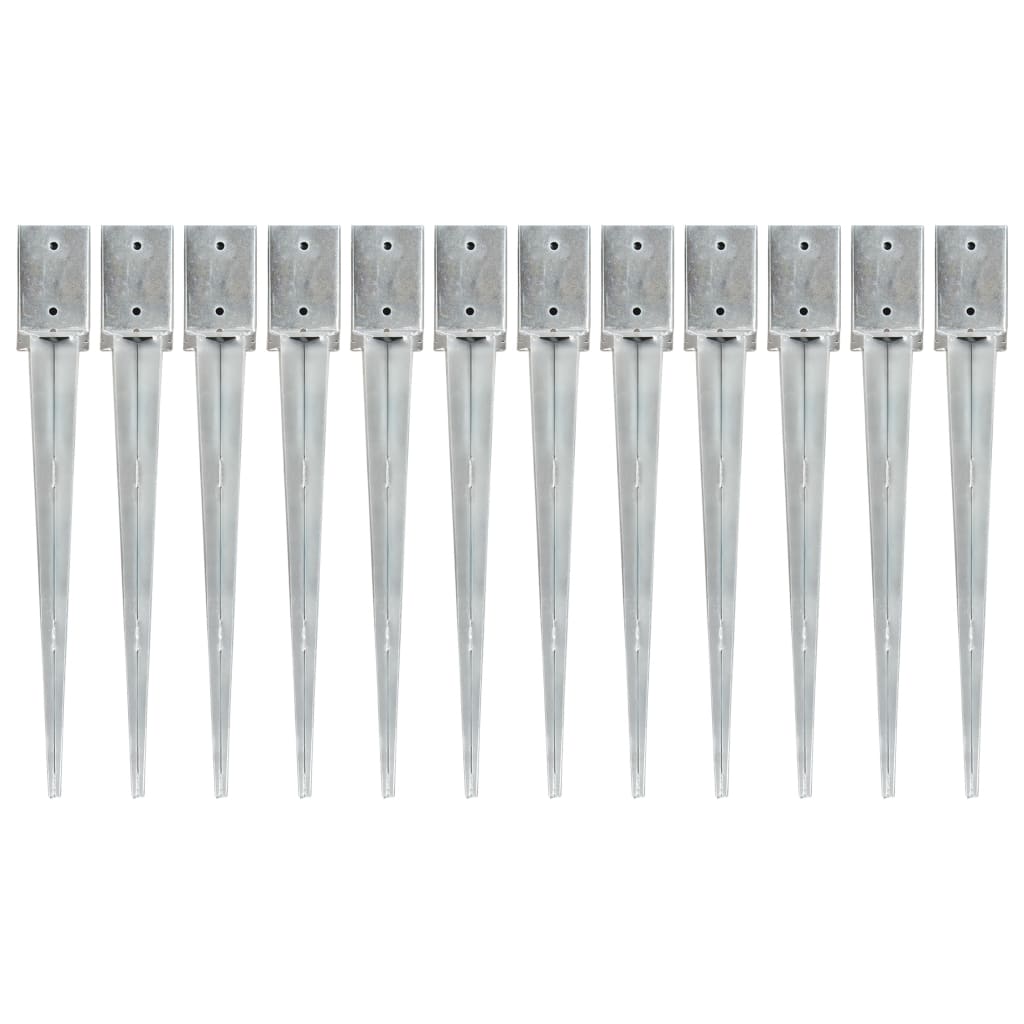 Vidaxl Ground pins 12 pcs 9x9x75 cm galvanized steel silver colored