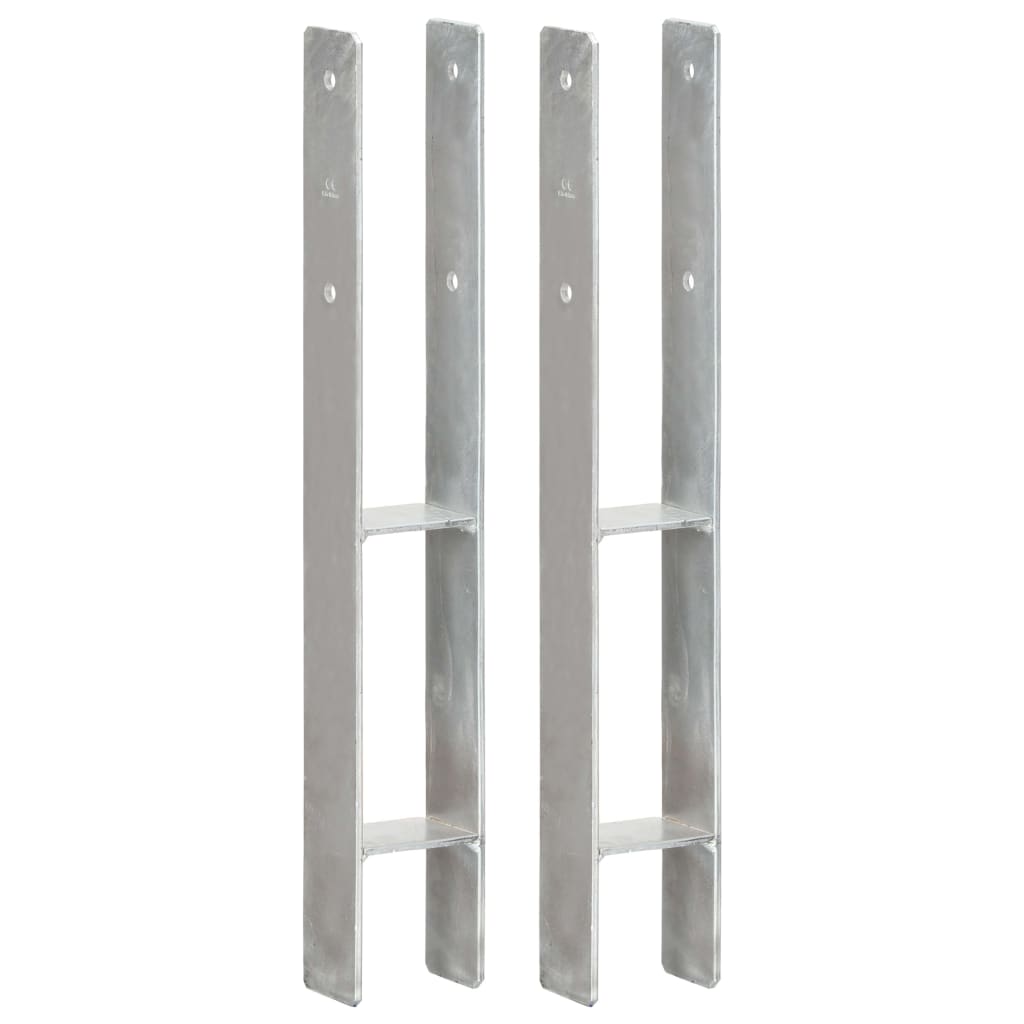 Vidaxl Ground Anchors 2 stk 8x6x60 cm galvaniseret stål sølvfarvet