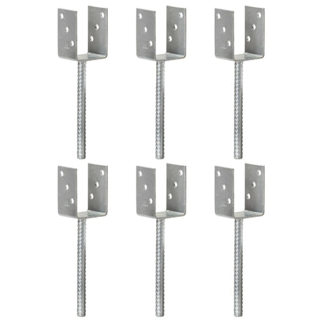 Vidaxl Ground ancrages 6 pcs 7x6x30 cm en acier galvanisé en argent coloré