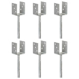 Vidaxl Ground ancrages 6 PCS 8x6x30 cm en acier galvanisé en acier de couleur