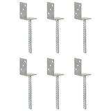 Vidaxl Ground Anchors 6 pcs 8x6x30 cm galvaniseret stål sølvfarvet