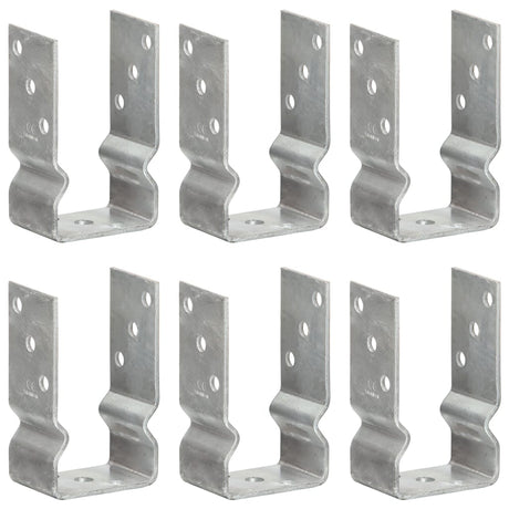 Vidaxl Ground ancrages 6 pcs 8x6x15 cm en acier galvanisé en acier de couleur