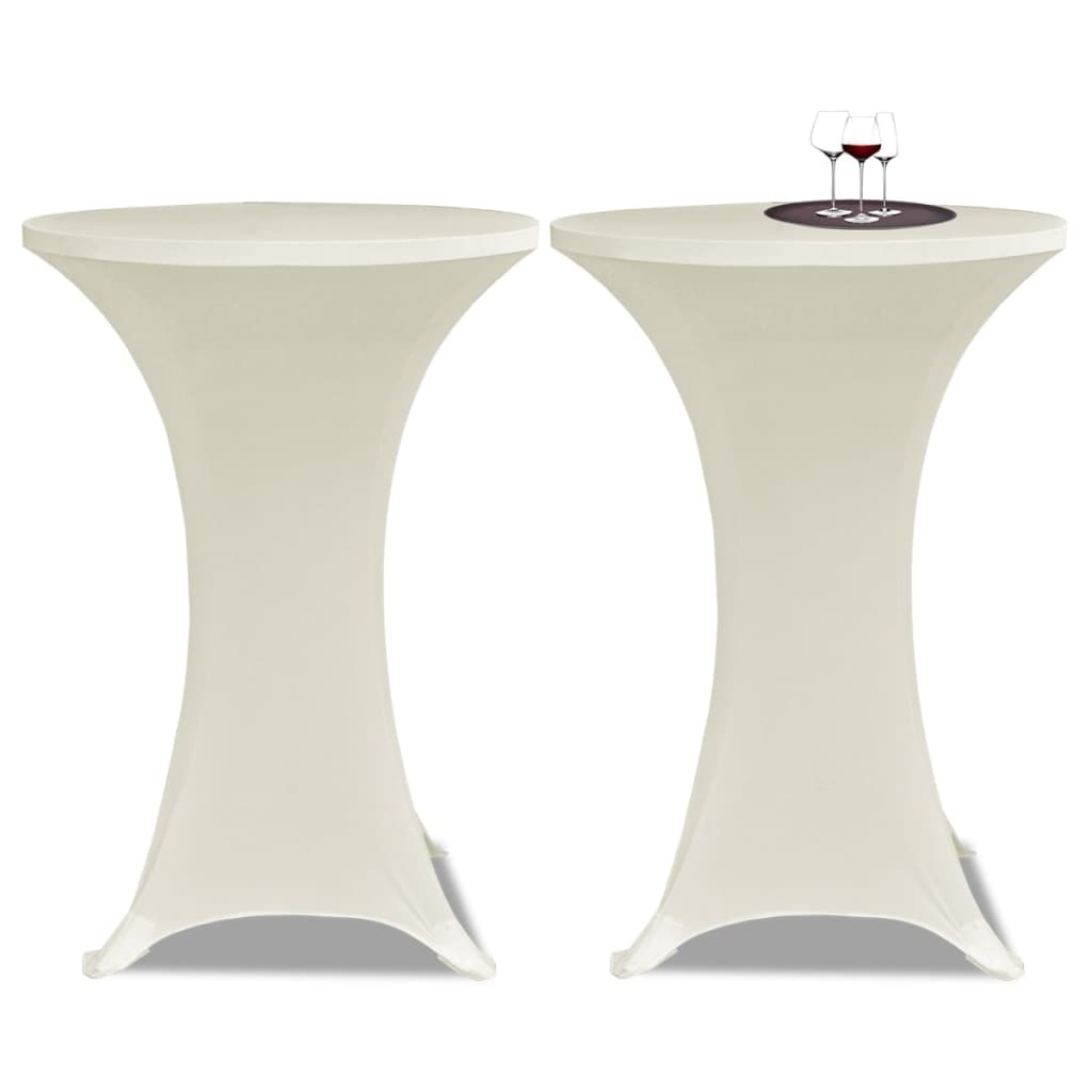 VidaXL Housse de table haute 4 pcs extensible Ø70 cm crème