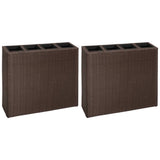 Vidaxl Planning box raised with 4 pots 2 st poly rattan brown