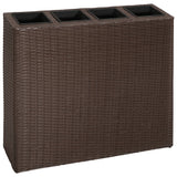 Vidaxl Planning box raised with 4 pots 2 st poly rattan brown