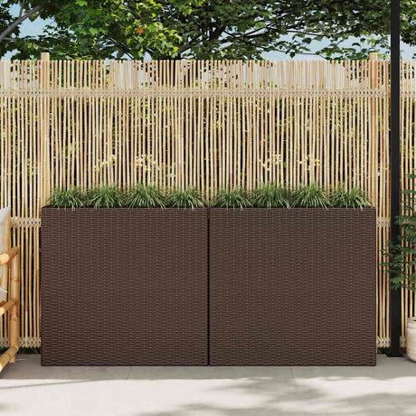 Vidaxl Planning Boîte élevée avec 4 pots 2 St Poly Rattan Brown