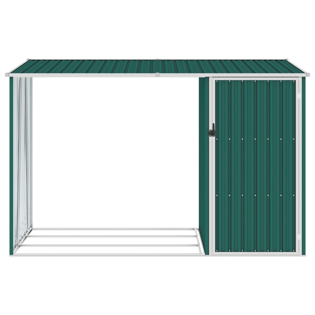 Vidaxl Firewood Shed 245x98x159 cm de acero galvanizado verde