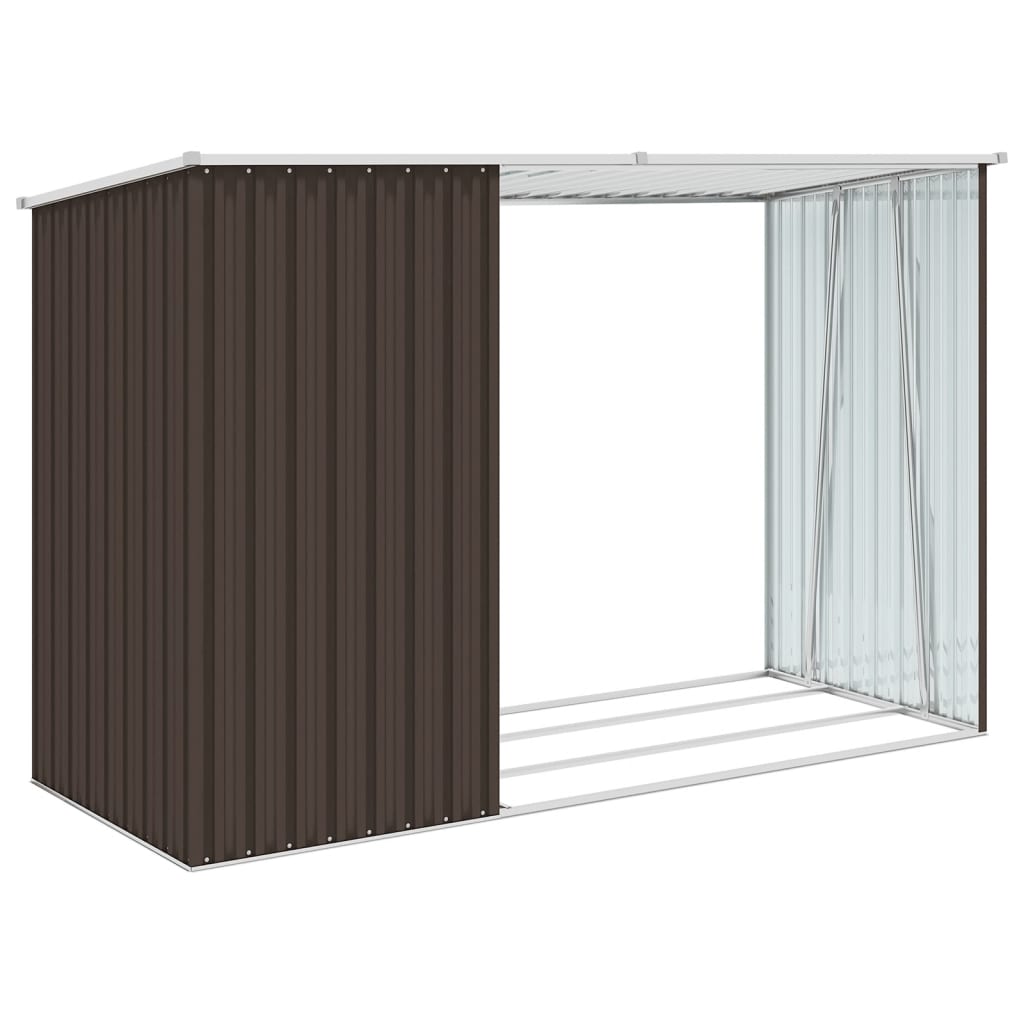 Vidaxl Firewood Shed 245x98x159 cm de acero galvanizado marrón