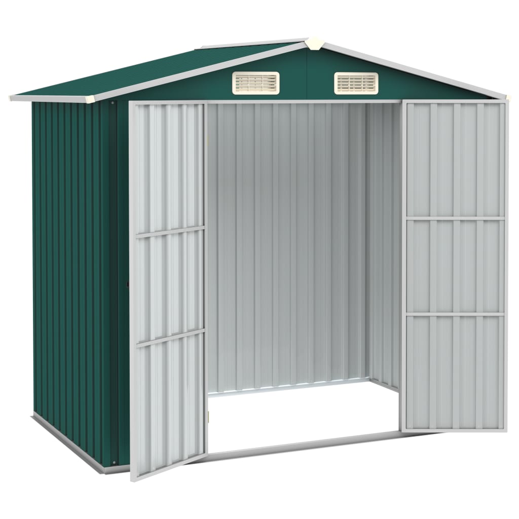 Vidaxl Garden Shed 205x129x183 cm verzinkter Stahlgrün