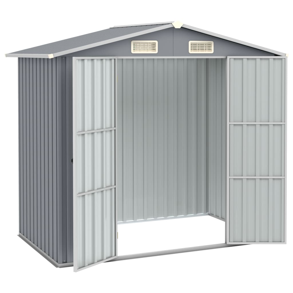 Vidaxl Garden Shed 205x129x183 cm galvanizovaná ocel šedá