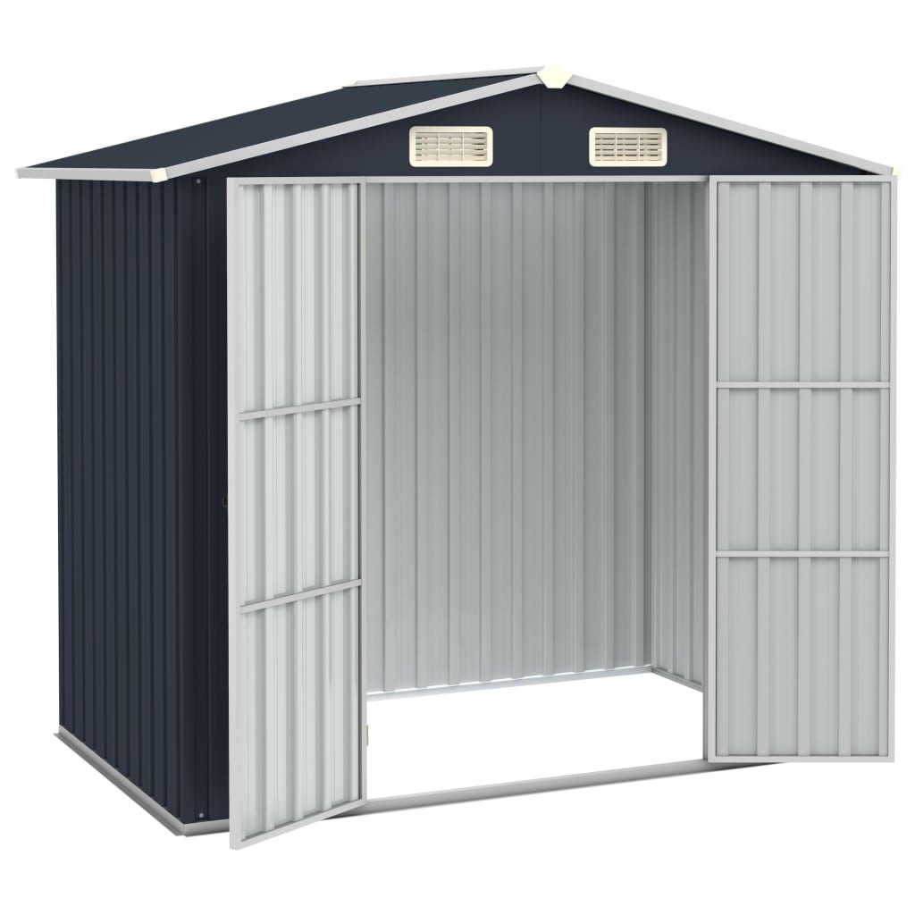 Vidaxl Garden Shed 205x129x183 cm galvanisert stål Antracitt