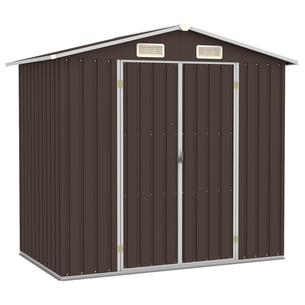 Vidaxl Garden Shed 205x129x183 cm ocynkowana stalowa brąz