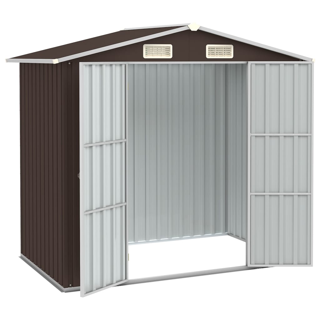 Vidaxl Garden Shed 205x129x183 cm de acero galvanizado marrón