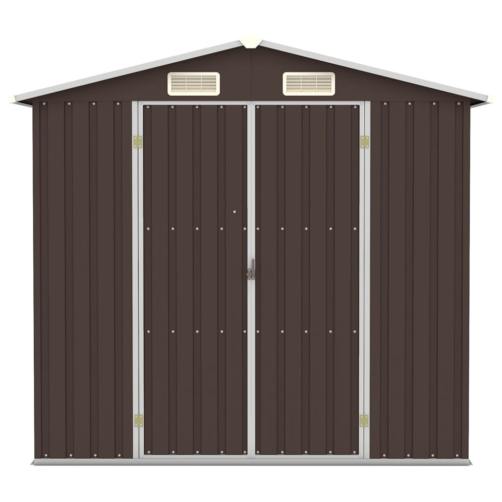 Vidaxl Garden Shed 205x129x183 cm ocynkowana stalowa brąz