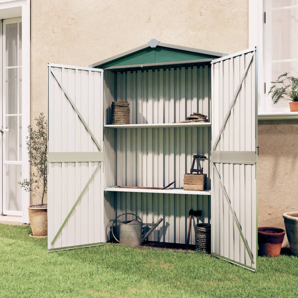 Vidaxl Garden Shed 116x45x175 cm galvanisert stålgrønn