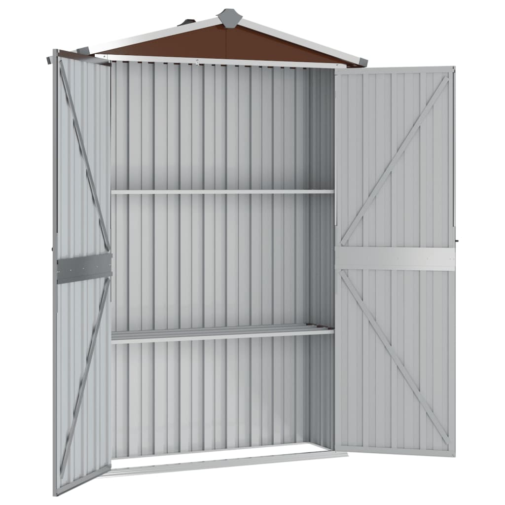 Vidaxl Garden Shed 116x45x175 cm galvanizovaná ocelová hnědá