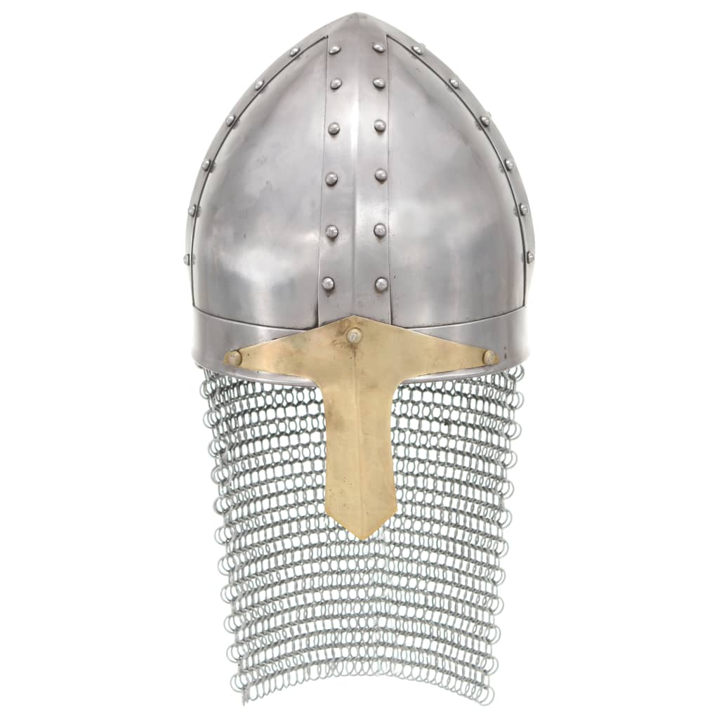 Vidaxl Crusader Helmet Replica Larp Steel Silver Colored