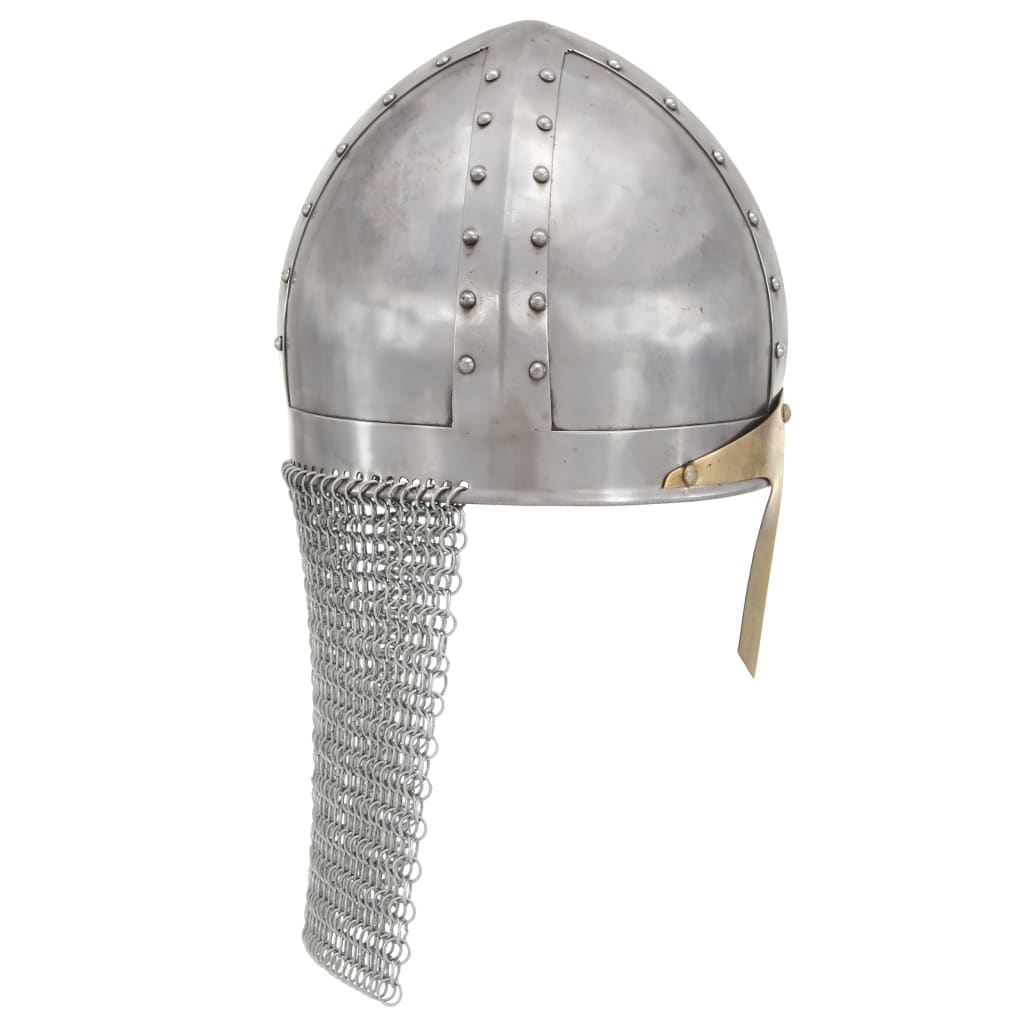 Vidaxl Crusader helmet Replica Larp steel silver colored