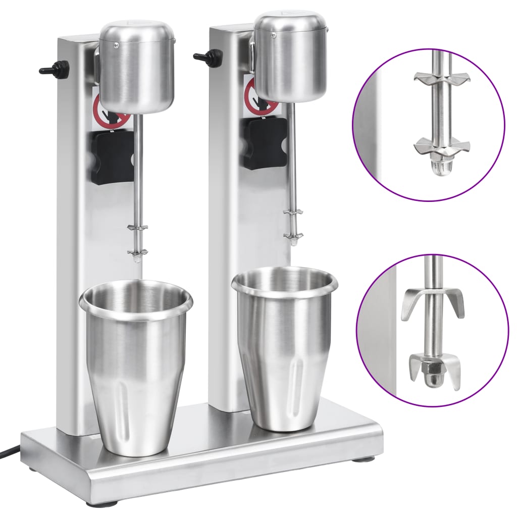 Vidaxl milkshake mixer with double cups of stainless steel 2 l