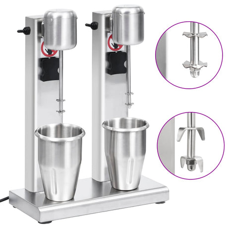 Vidaxl Milkshake Mixer avec doubles tasses en acier inoxydable 2 L