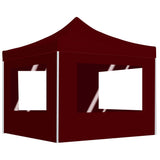 Vidaxl Partytent zložljivo s stenami 2x2 m aluminijasto burgundijo rdeče