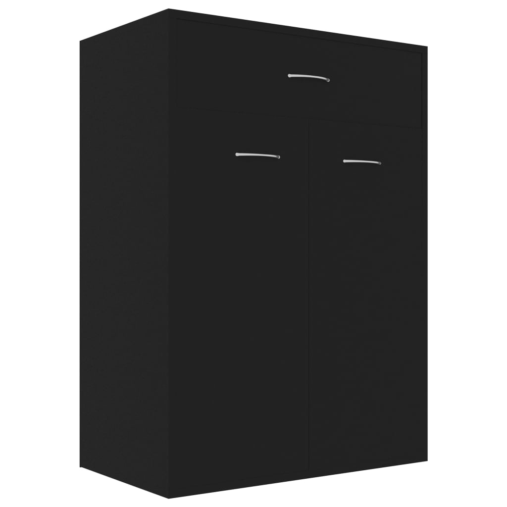 Gabinete de zapatos Vidaxl 60x35x84 cm de madera propiedad de negro