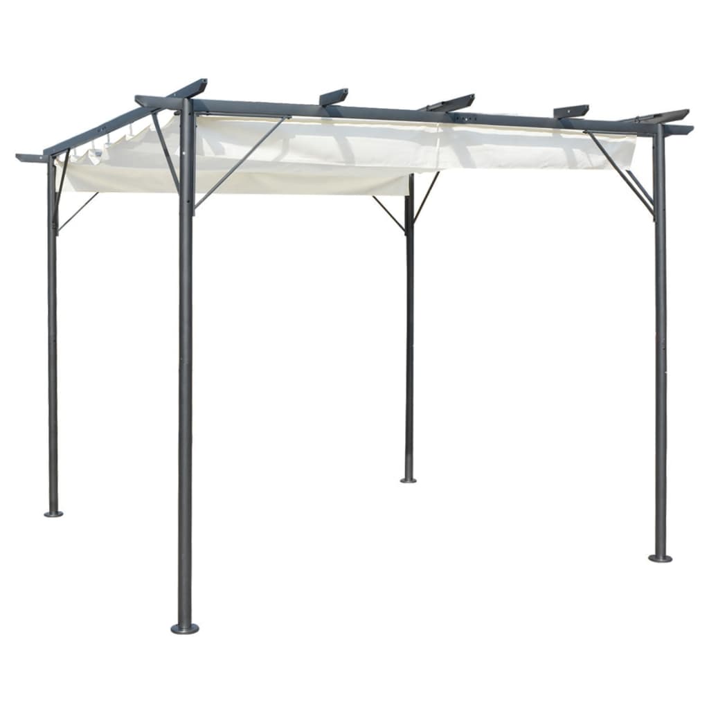 Vidaxl Pergola with extendable roof 3x3 m steel cream white