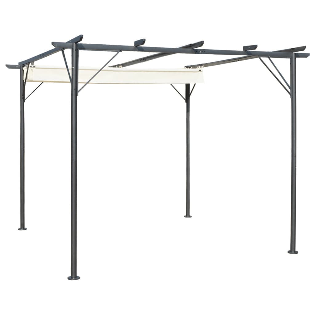 Vidaxl pergola med utvidbart tak 3x3 m stålkrem hvit